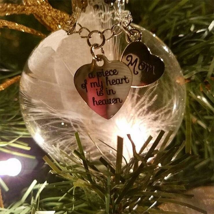 Christmas ornaments Angel feather - A Piece of My Heart Is In Heaven Memorial Ornament
