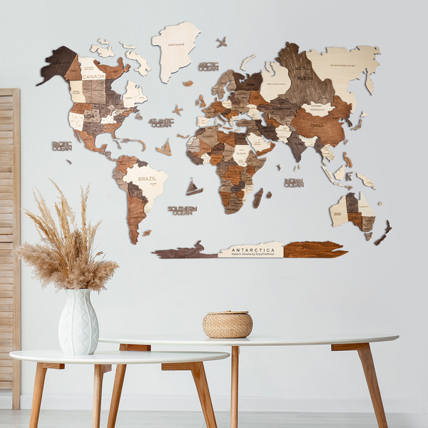 World Map Wall Art, Push Pin Travel Map With 287 Flags