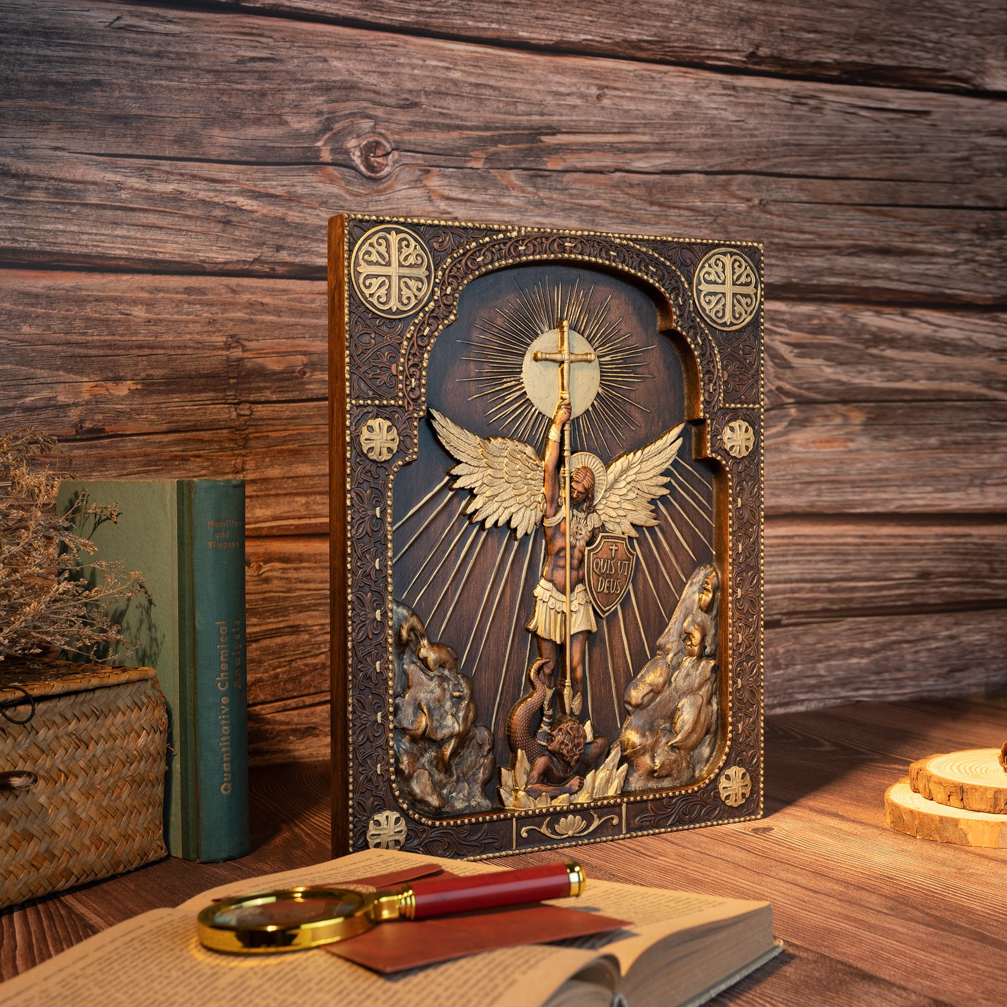 Bgcopper Archangel Michael Square Wooden Icon Religious Gifts - Best Wall Decor in 2023