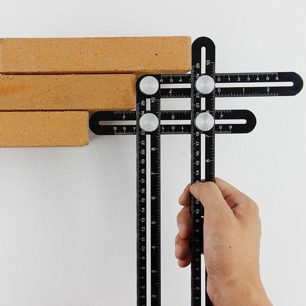 Multi-angle Measuring Ruler With Woodworking Drilling Bit Taking Type Locator
