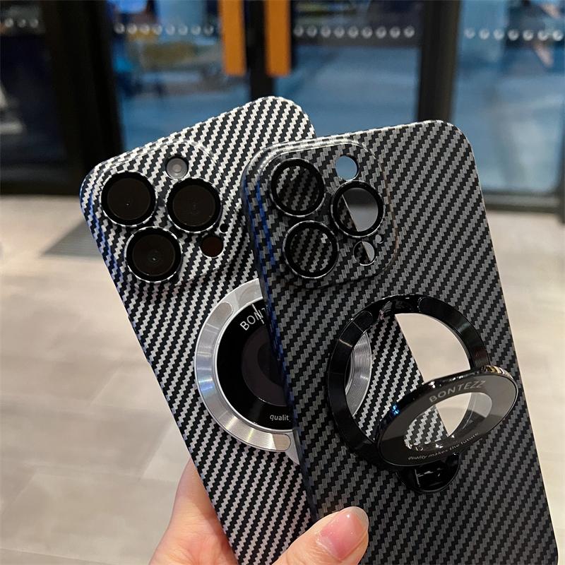 Carbon Fiber Matte Magnetic Suction Case Cover for iPhone
