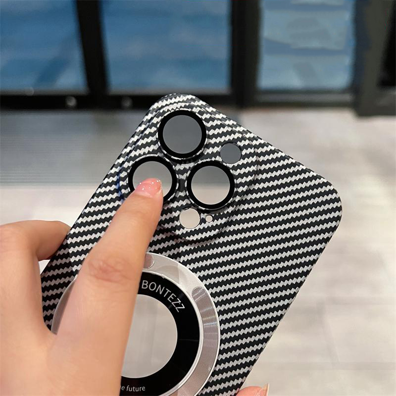 Carbon Fiber Matte Magnetic Suction Case Cover for iPhone