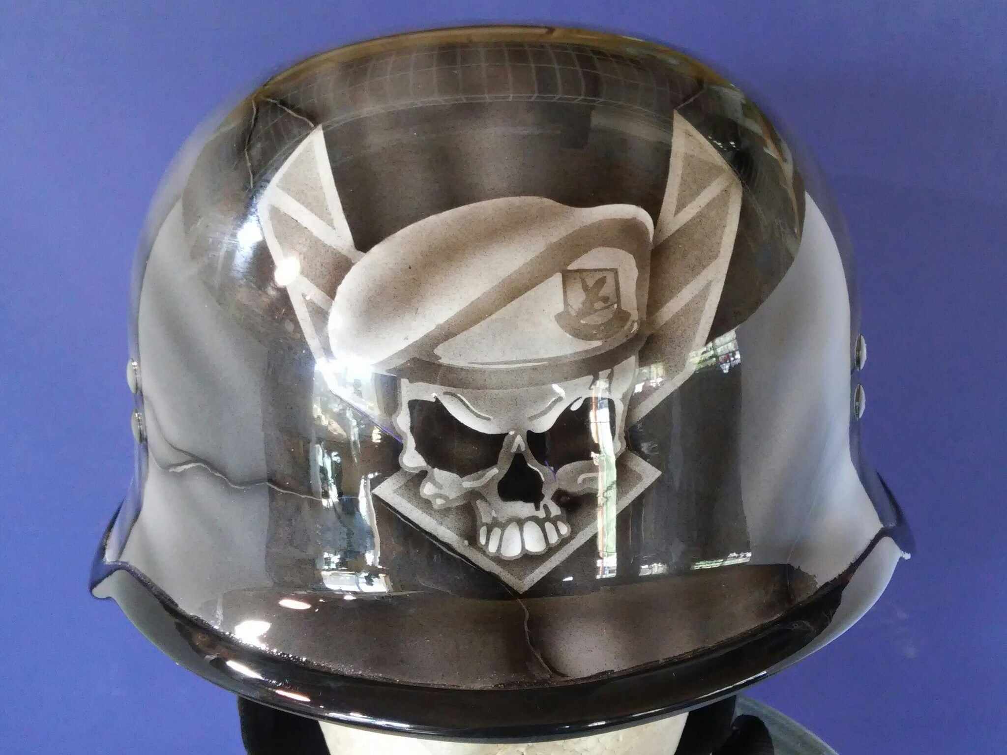 Harley Helmet Air Force Police Logo on Black granite