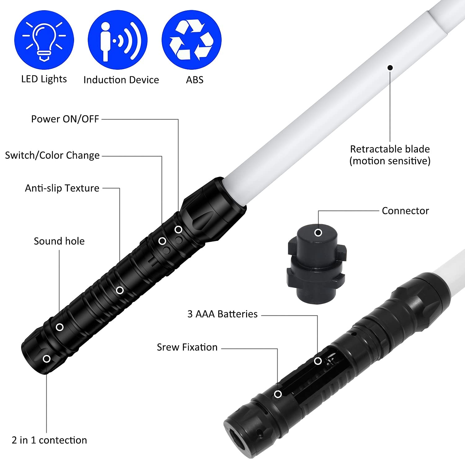 (🔥New Year Early Sales 50% OFF) 7 Colors Retractable Light Saber with Sounds Effect - BUY 3 FREE SHIPPING