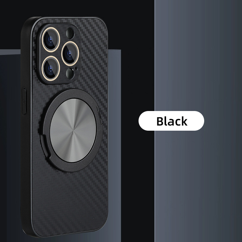 Carbon Fiber Pattern Magnetic Suction Rotating Bracket Case Cover for iPhone