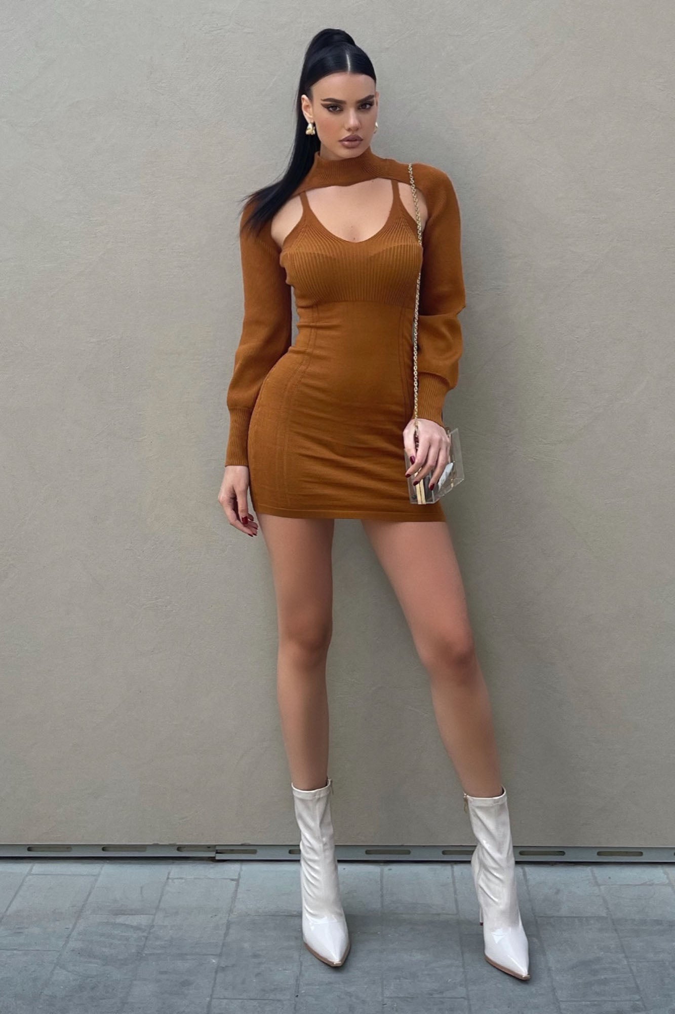 Pumpkin Spice Sweater Dress Set - Mustard