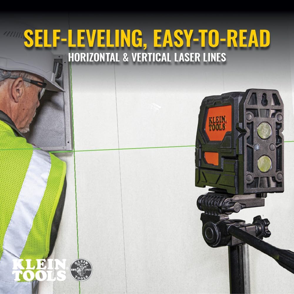 Klein Tools Laser Level Self Leveling Hi-Viz Green Cross Line Level