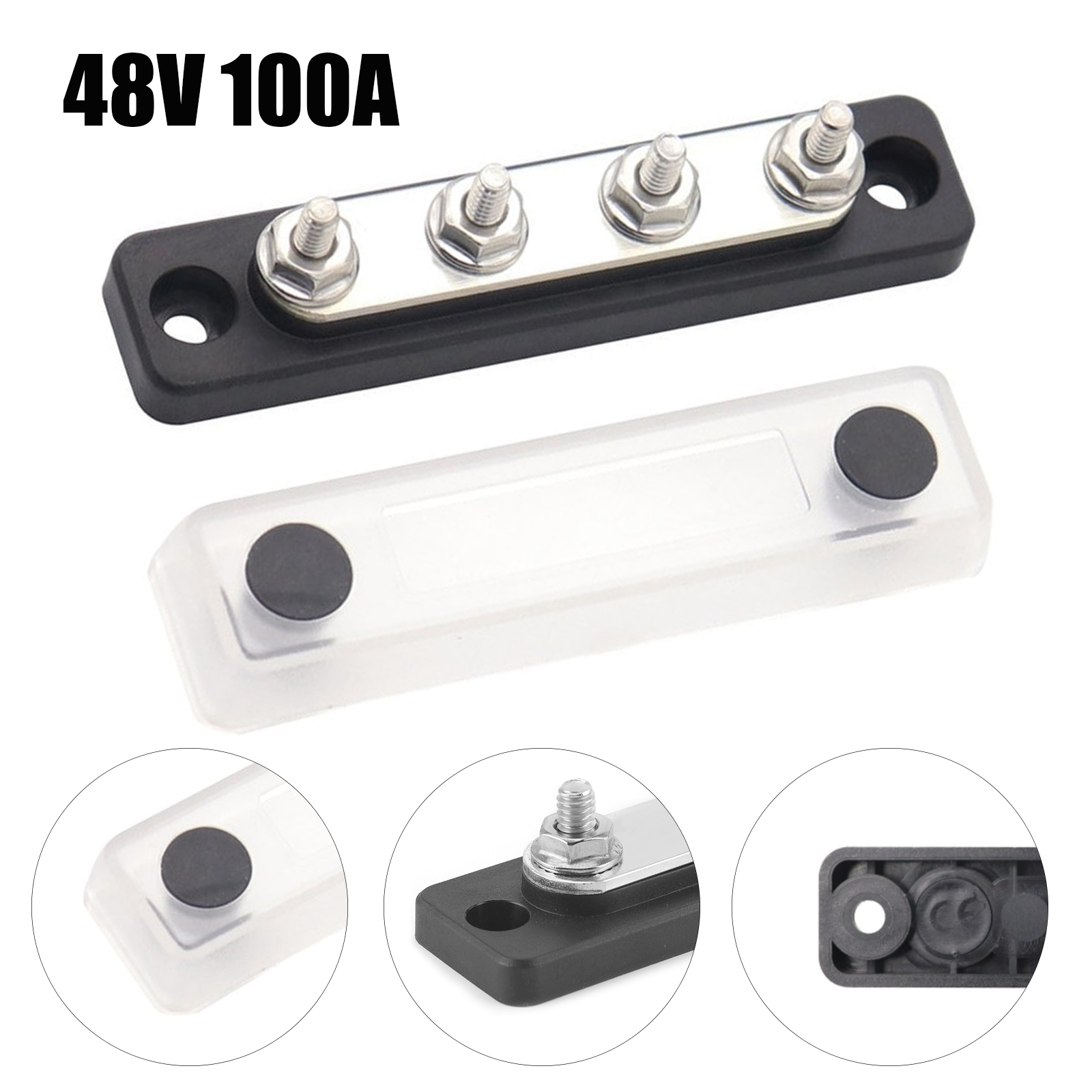 12V/24V 4 WAY POWER DISTRIBUTION BUS BAR 4x5mm STUDS 100A RATED AUTO MARINE BOAT