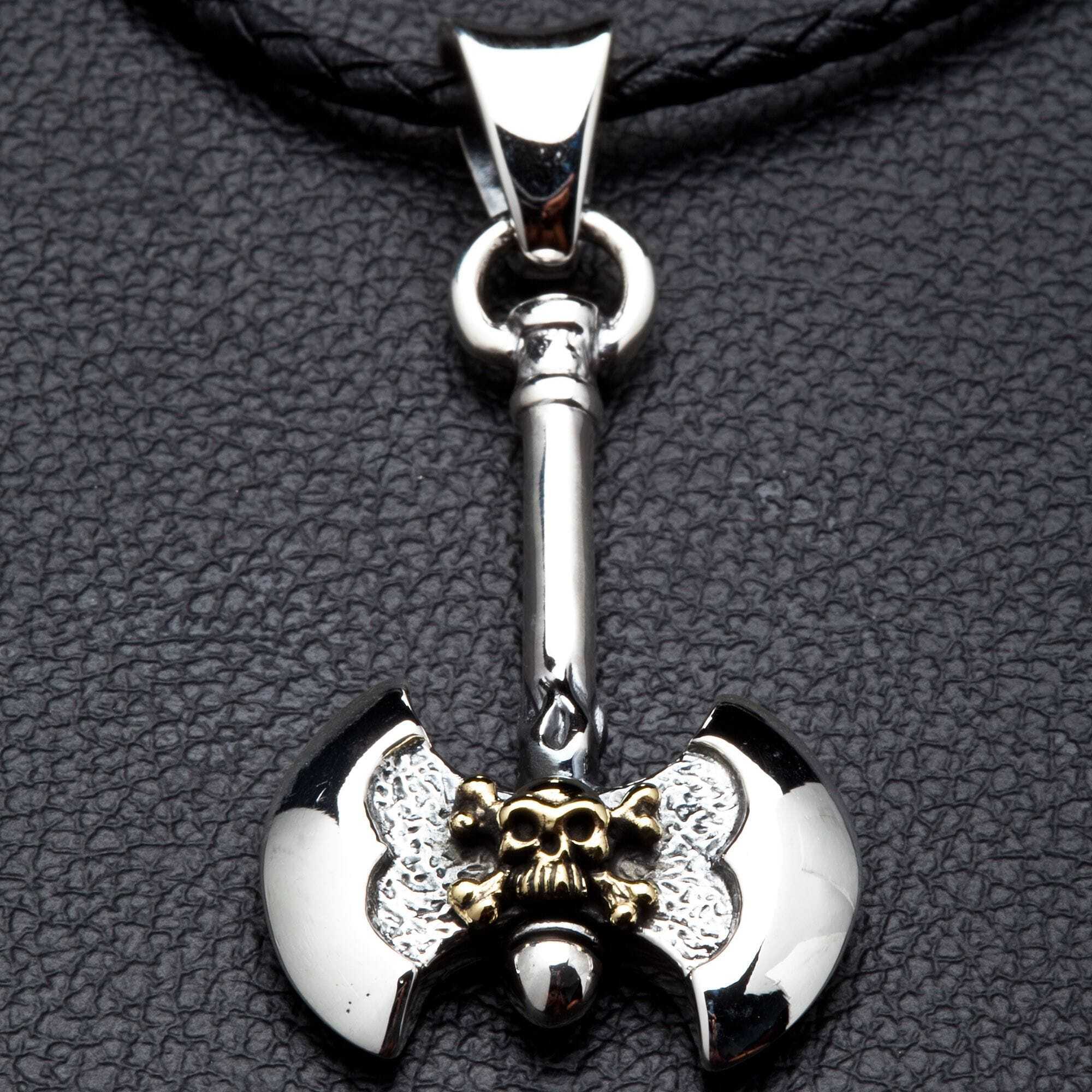 Sterling Silver Skull Axe Pendant Necklaces