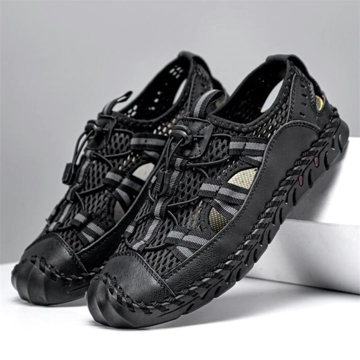 Men's Sandals Closed Toe Mesh Splicing Outdoor Leather Sandals