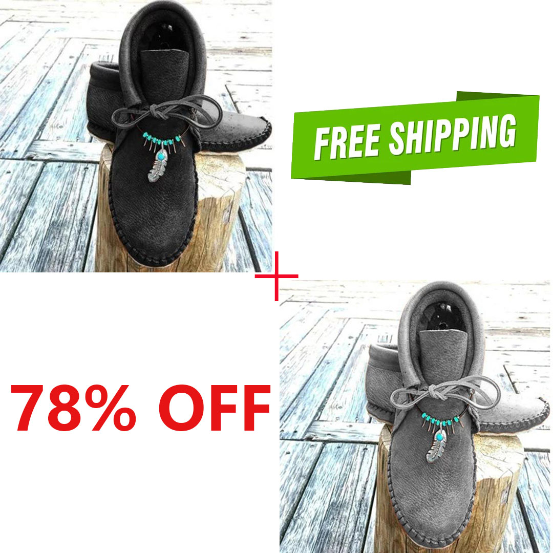 (👢LAST DAY 75% OFF)2023 Short Tube Orthopedic Boots For Women With Feather