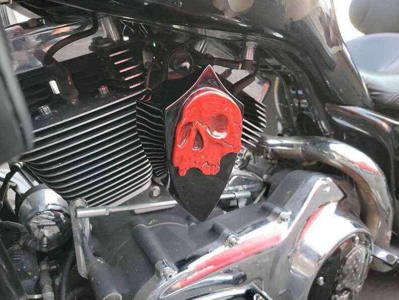 Harley Motorcycle Custom Side-mounted Horn Cover With 3D Twisted Skull