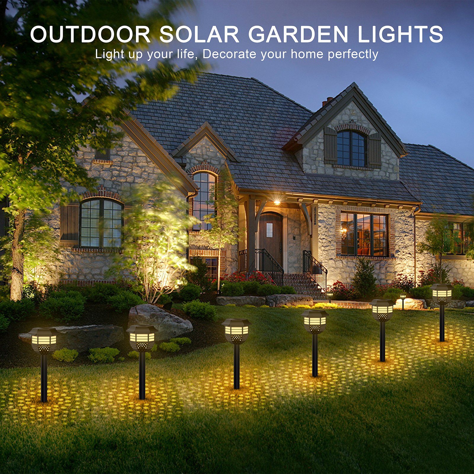 6 Pack Solar Garden Lights, Cheeroll Outdoor Solar Pathway Lights, IP65 Waterproof Solar Powered Landscape Lights, Auto On/Off Solar Lights Outdoor for Yard, Patio, Lawn, Walkway (Warm White)