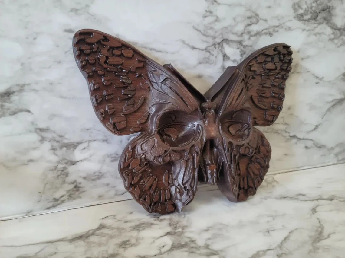 Wood Butterfly Skull, Skull Wall Decor, Gothic Gift for Her