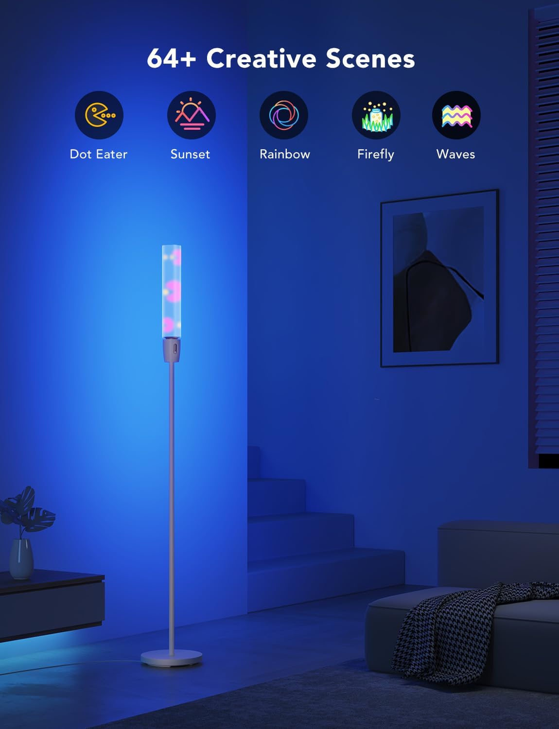 Govee Cylinder Floor Lamp LED Corner Floor Lamp with Wi-Fi App Control
