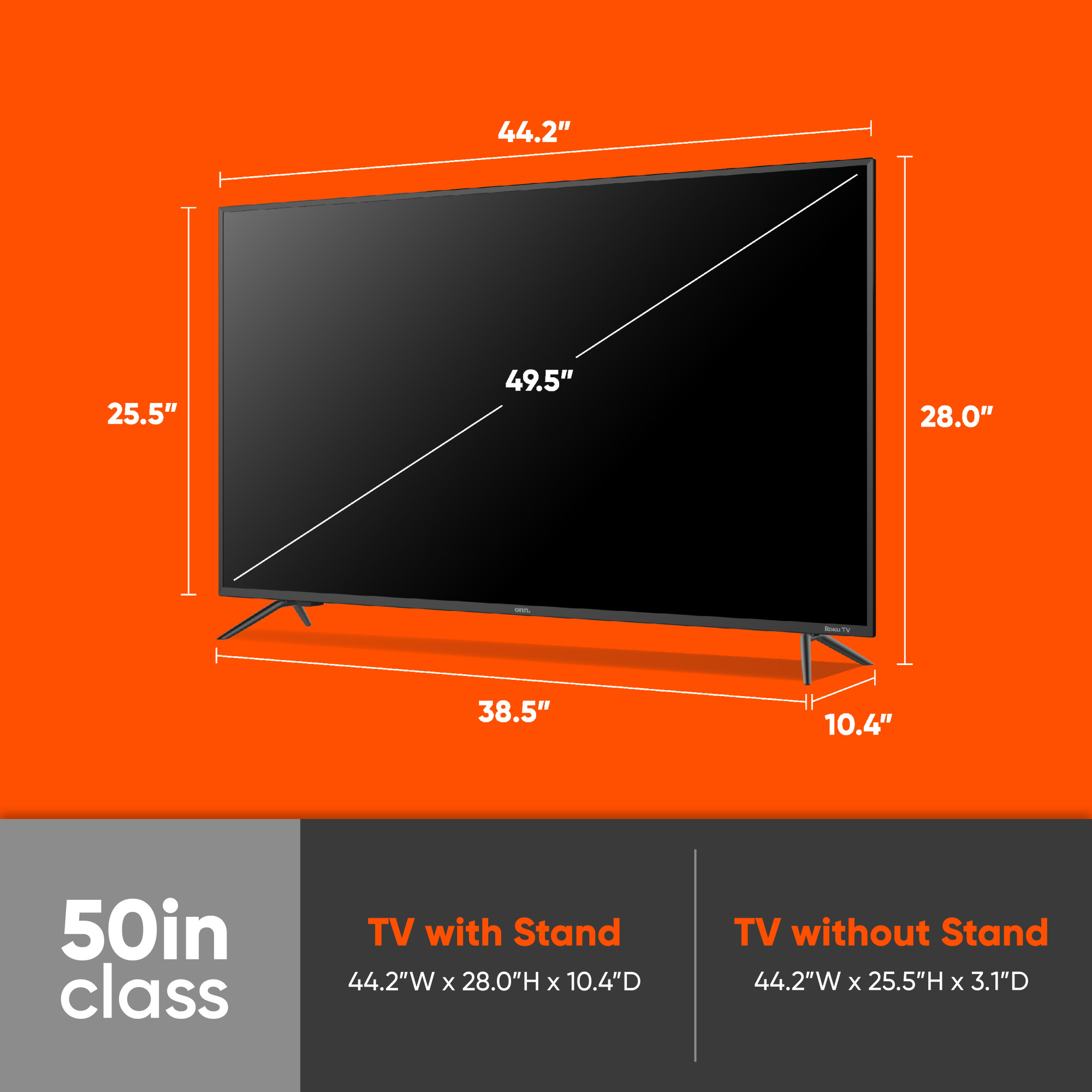 onn. 50” Class 4K UHD LED Roku Smart TV HDR
