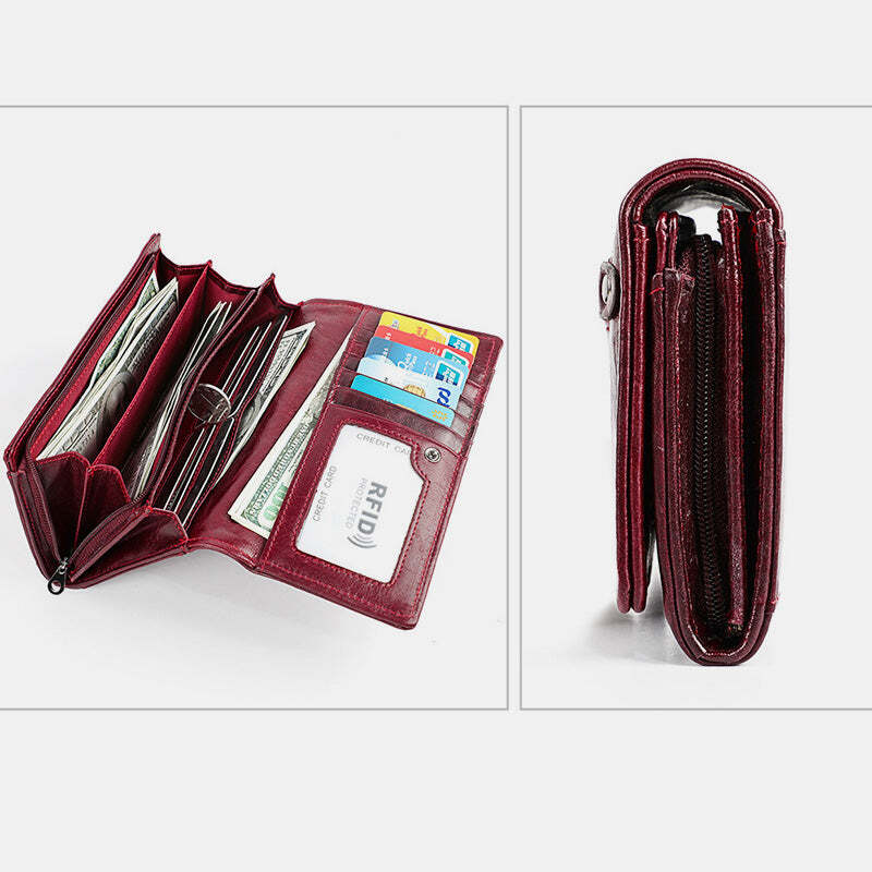 Money Manager RFID Women's Leather Wallet Cellphone Holder Clutch Organizer