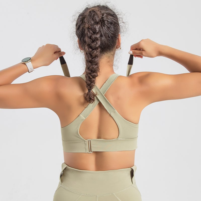 Helen bras® Women's High Impact Sports Bra PLUS Size Zip-Front Shock Absorber-Moss