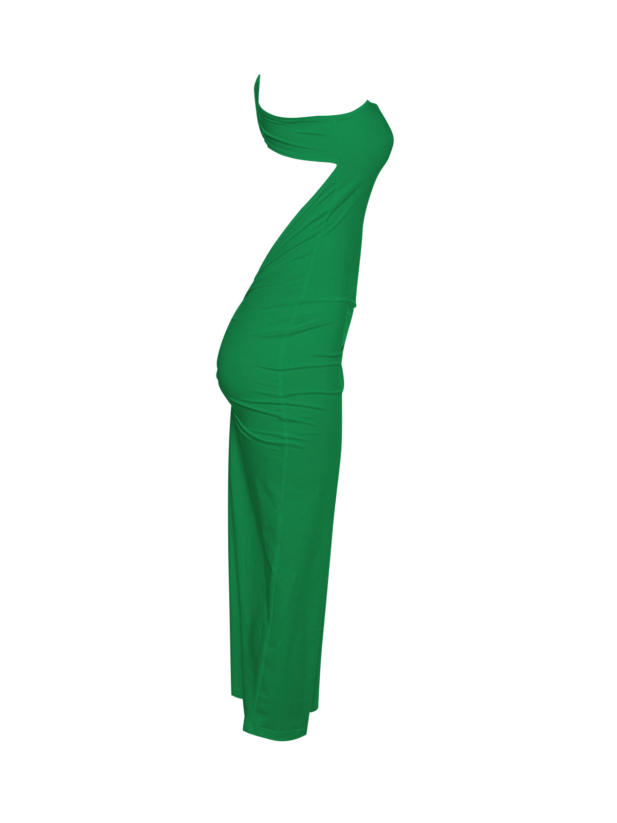 Emi One Shoulder Backless Maxi Dress In Green