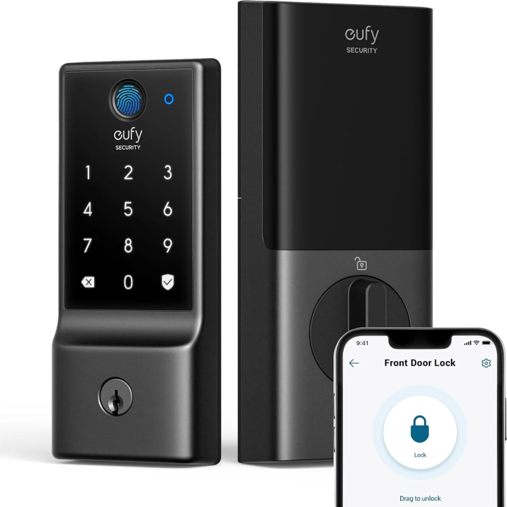 eufy Security Smart Lock Fingerprint Keyless Entry Door Lock Built-in Wi-Fi App Remote Control