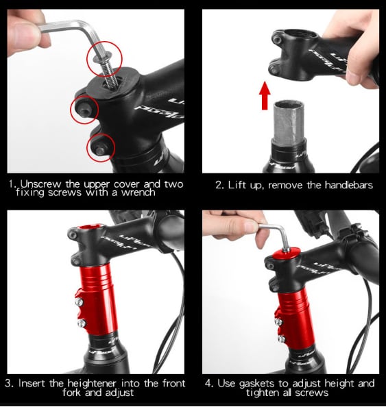 bicycle fork stem extender handlebar riser aluminium alloy