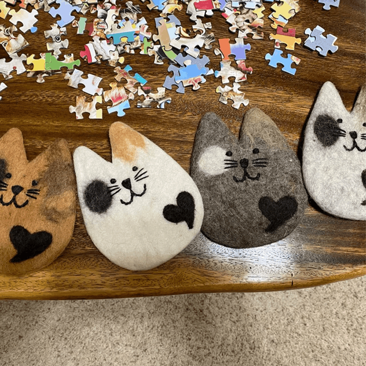 🐱🐱Wool Felt Cat Mat Coasters, Funny Drink Coasters, Gifts for Cat Lovers