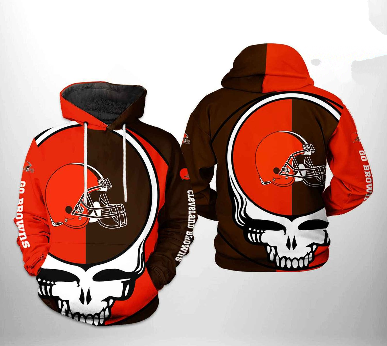 CLEVELAND BROWNS 3D HOODIE SKULL101