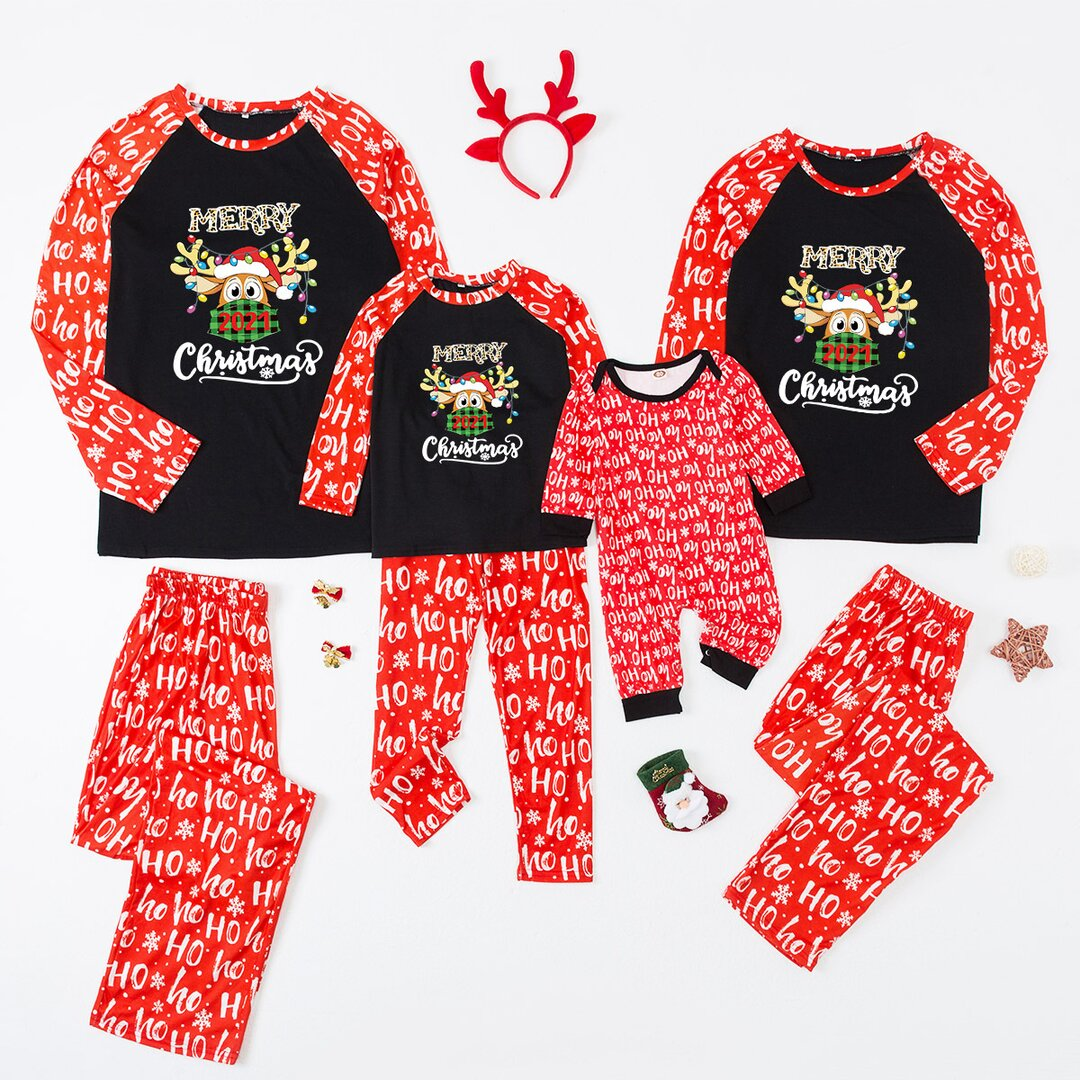 Merry Christmas Reindeer Matching Family Pajamas Sets