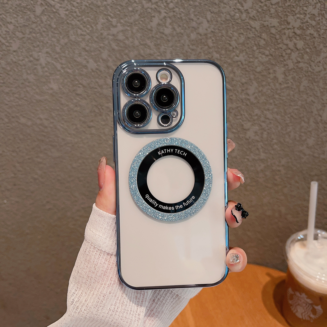 Electroplated Magnetic Suction With Lens Film Cover for iPhone