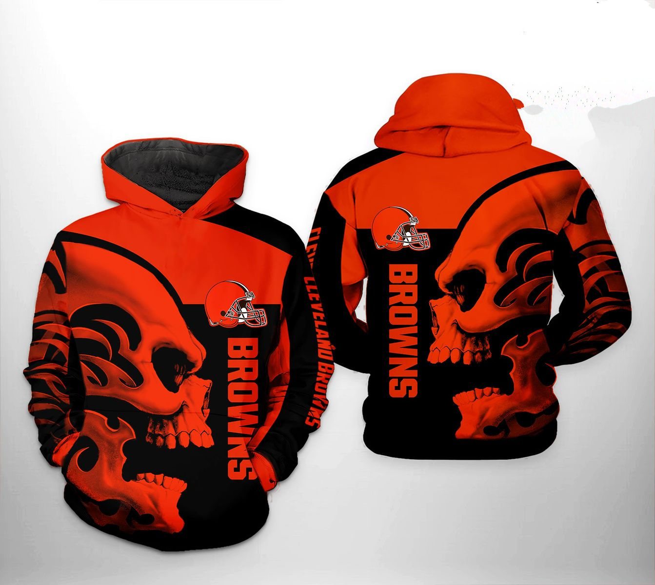CLEVELAND BROWNS 3D HOODIE SKULL103