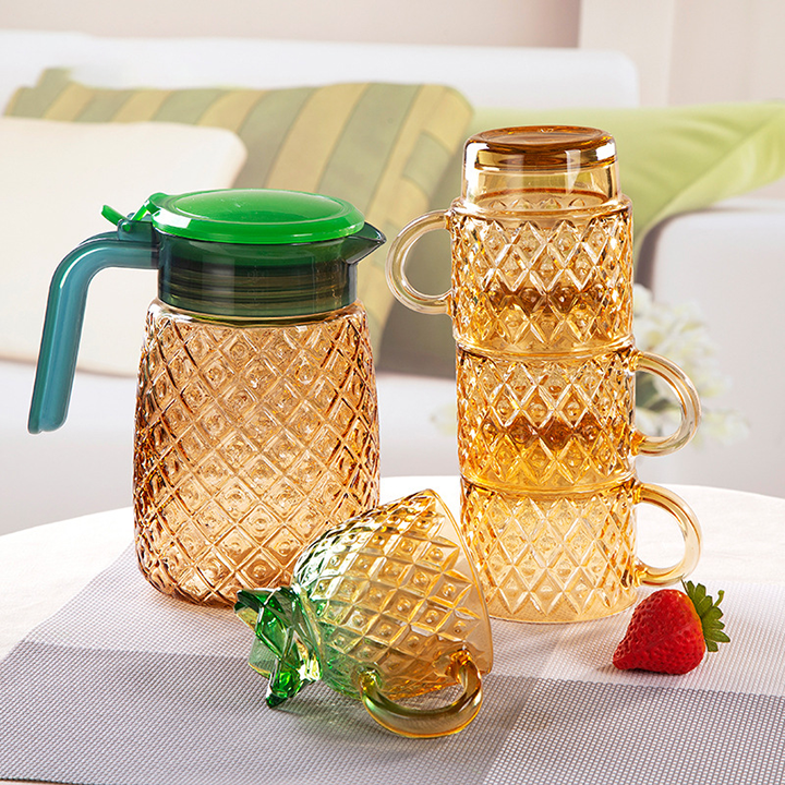 Creative Stackable Pineapple Drinking Cups with Large Capacity Water Carafe
