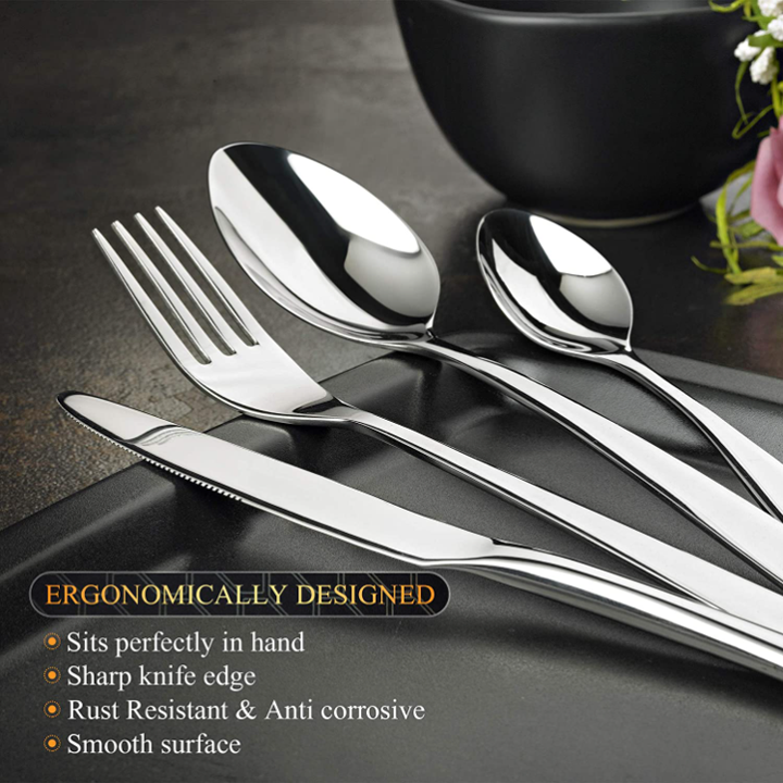 24-Piece Stainless Steel Cutlery Set with Stand