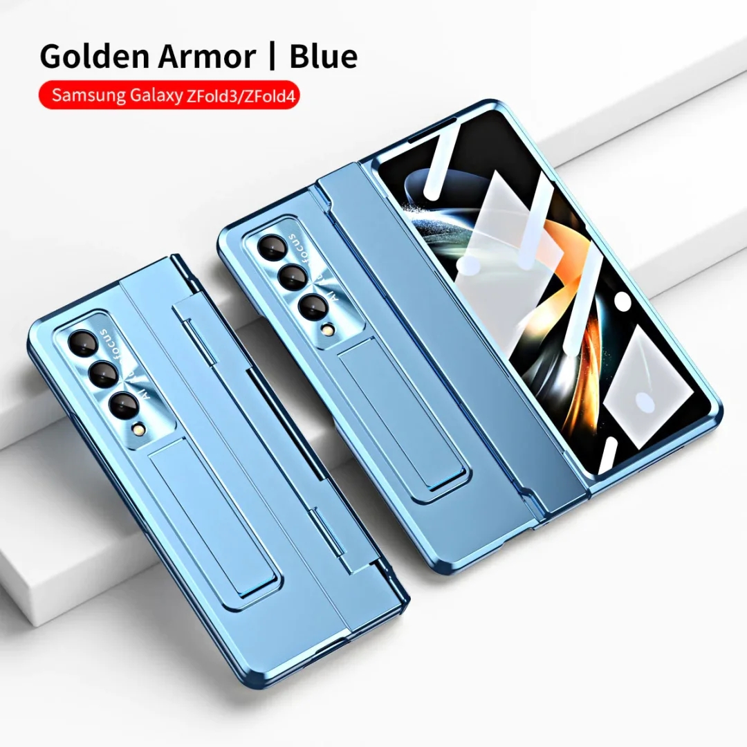 Applicable To Samsung Zfold3/Zfold4 Flat Hinge Folding Electroplated Lens Film Phone Case