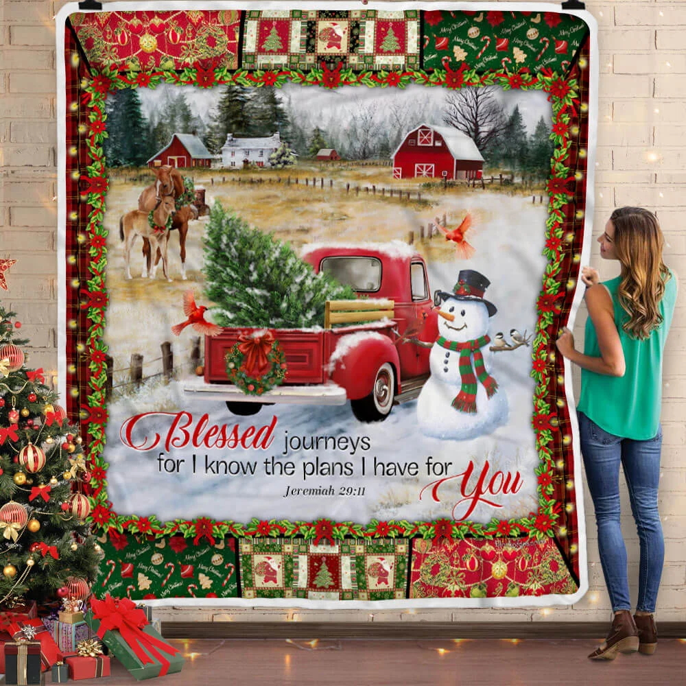 Red Truck Christmas. Blessed Journeys Sofa Throw Blanket