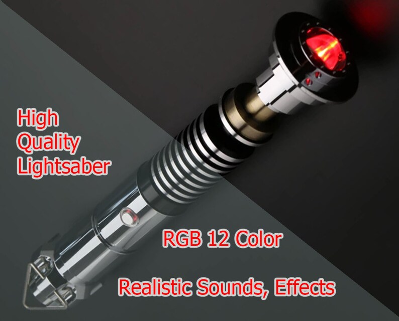 Lightsaber K, Lightsaber hilt with blade, Removable PC blade, Saberforge,  aluminium hilt, RGB 12 color, with USB charging cable, 6 set sound.