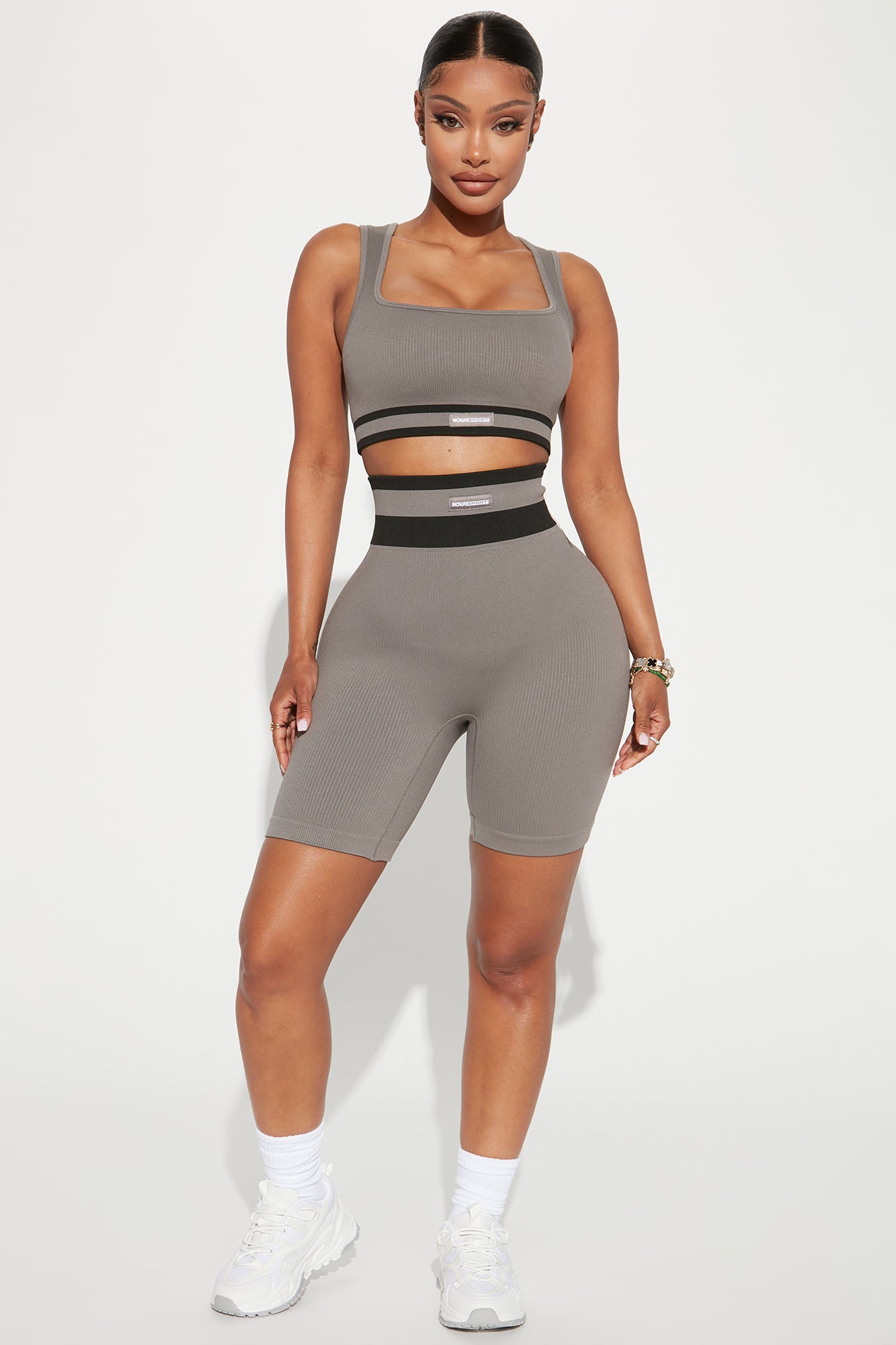 Effortless Kali Ribbed Seamless Top - Charcoal