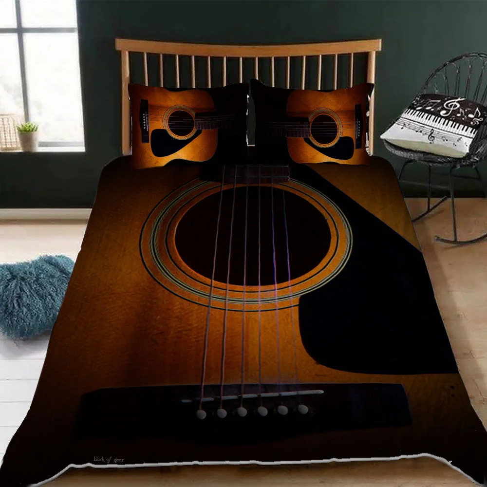 Music Is Life Guitar Is Love Quilt Bed Set