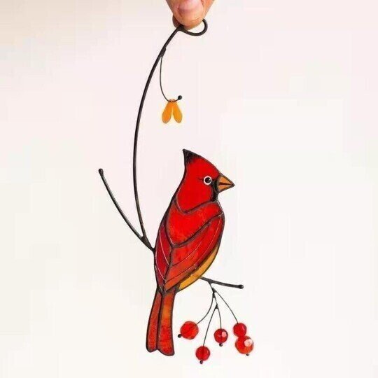 🔥Last Day Special Sale 49% OFF-Pair of Cardinal bird stained ornament