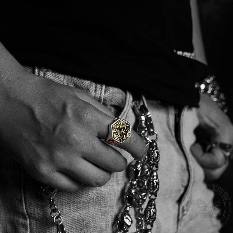 Freemason Light Sterling Silver Masonic Skull Ring