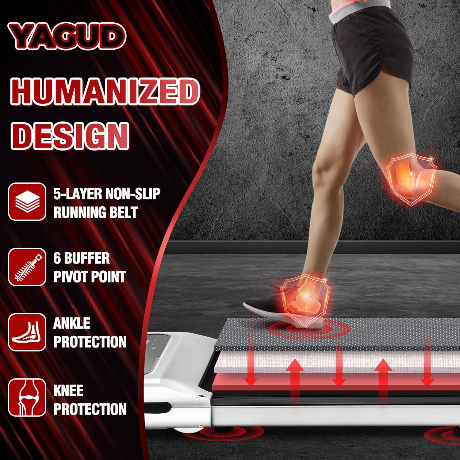 Yagud Under Desk Treadmill Portable Walking Jogging Running Machine