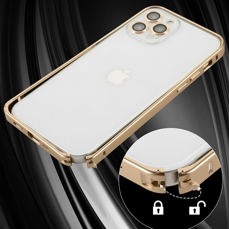 Metal Frame Hippocampus Button Lens Film Case Cover For iPhone