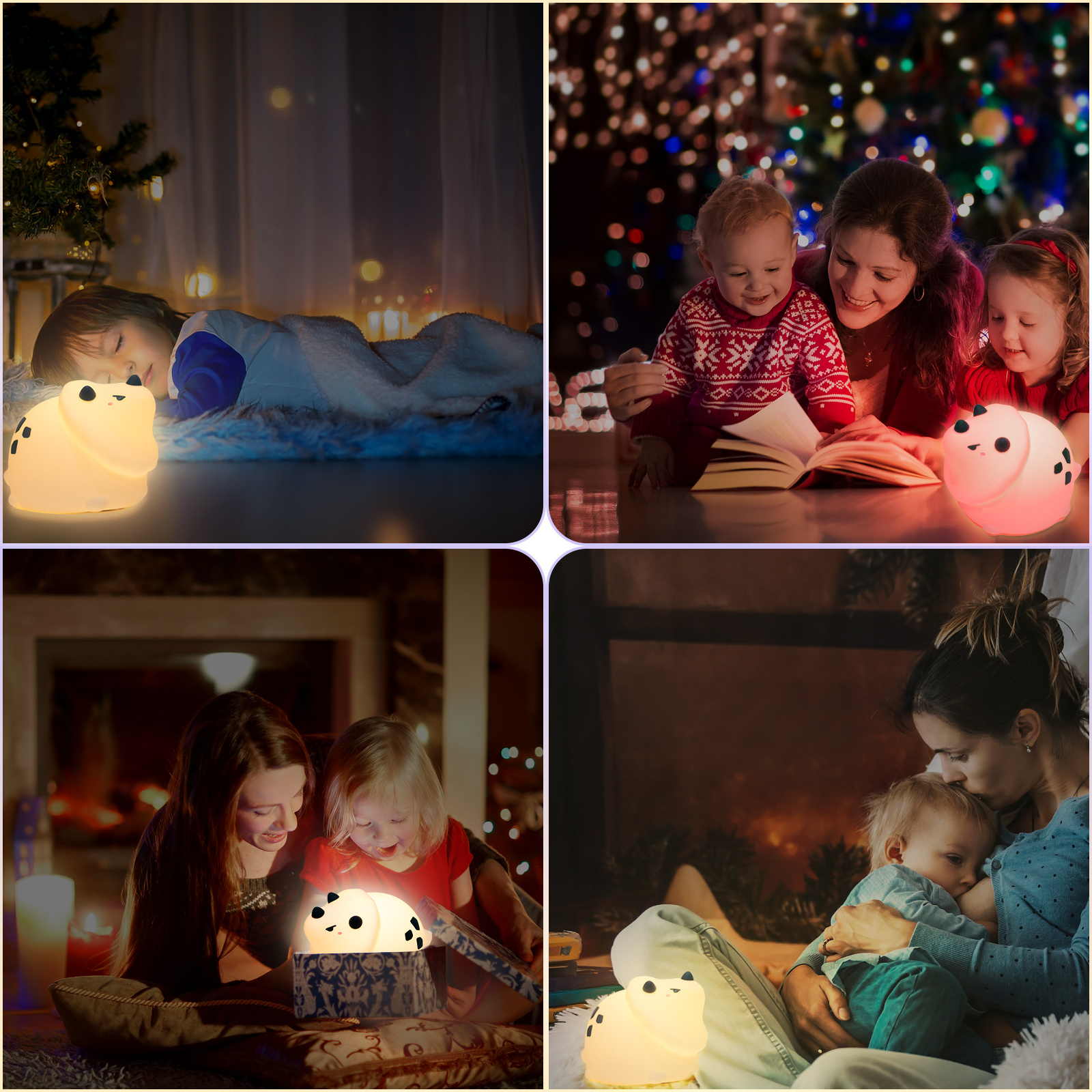 Cute Dinosaur Night Light, Kids Soft Silicone Bedside Lamp with 7-Color Breathing Mode, Girl USB Rechargeable Animal Lamp, with Remote Control, Toddler Christmas Gifts