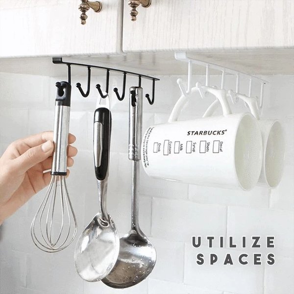 (🔥Big Pre-Christmas Sale-SAVE 48% OFF) Under-Cabinet Iron Hanger Rack (6 Hooks) -BUY 4 GET 2 FREE & FREE SHIPPING