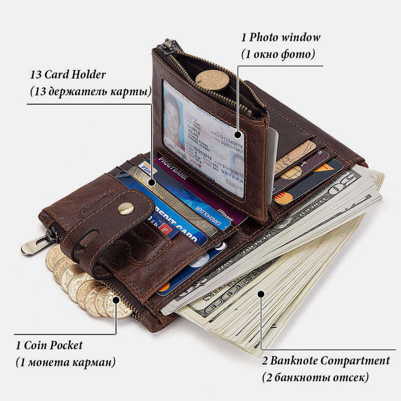 Genuine Leather Anti-theft RFID Wallet With Chain(Buy 2 Get 15% Off,CODE:B2)