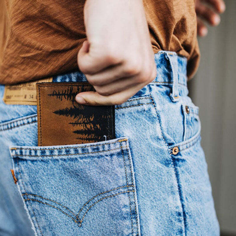 Men's Leather Wallet PU Leather Bifold Waves Printed Wallet