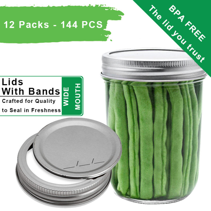 🔥(BUY 10 GET 2 FREE)🔥 Mason Jar Wide Mouth Lids and Bands 12 Pieces pre Pack(12-Packs) - Fast Delivery Worldwide