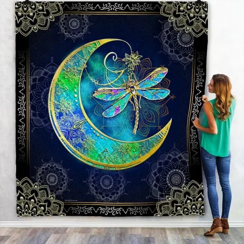 Dragonfly Moon Quilt Blanket Block