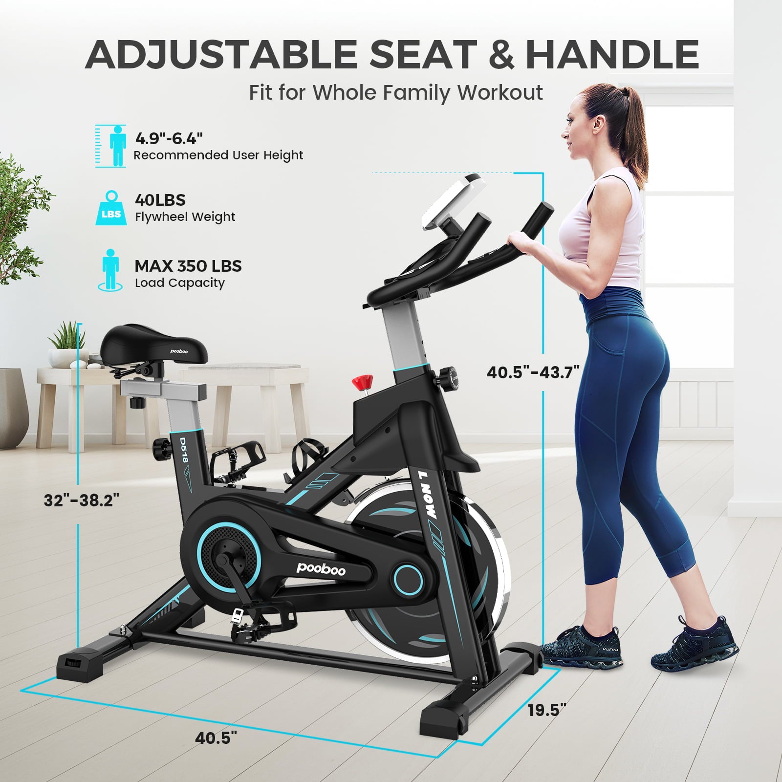 Pooboo Indoor Cycling Bike Magnetic Stationary Exercise Bikes Home Cardio Workout Bicycle Machine