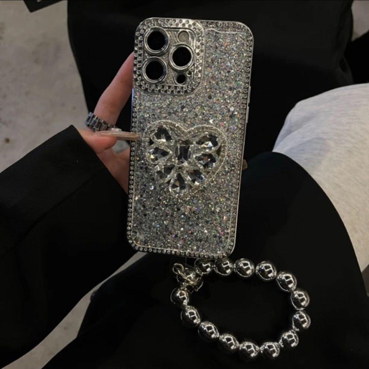 Sparkling Heart Lanyard Case For iPhone