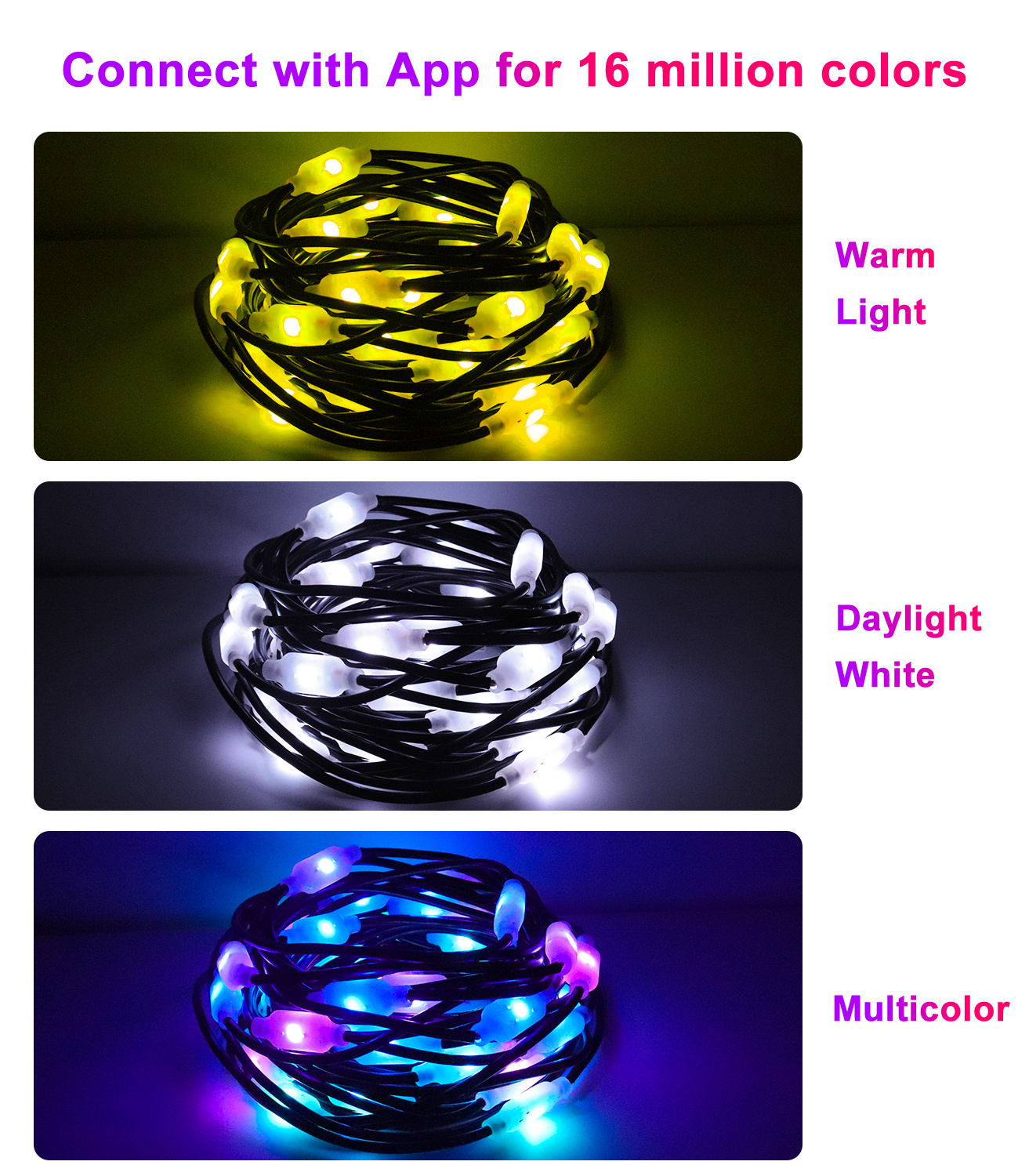 41ft Smart Outdoor String Lights, APP Control, Music Sync Color Changing Camping Light Strings, with DIY and Multi Scene Modes,Waterproof USB String Lights for Camping & Tents